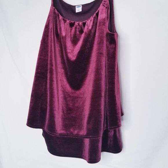 Old Navy Layered Ruffle Velvet Cami Burgundy Small Whimsigoth 90s Gothic Holiday - Picture 2 of 9
